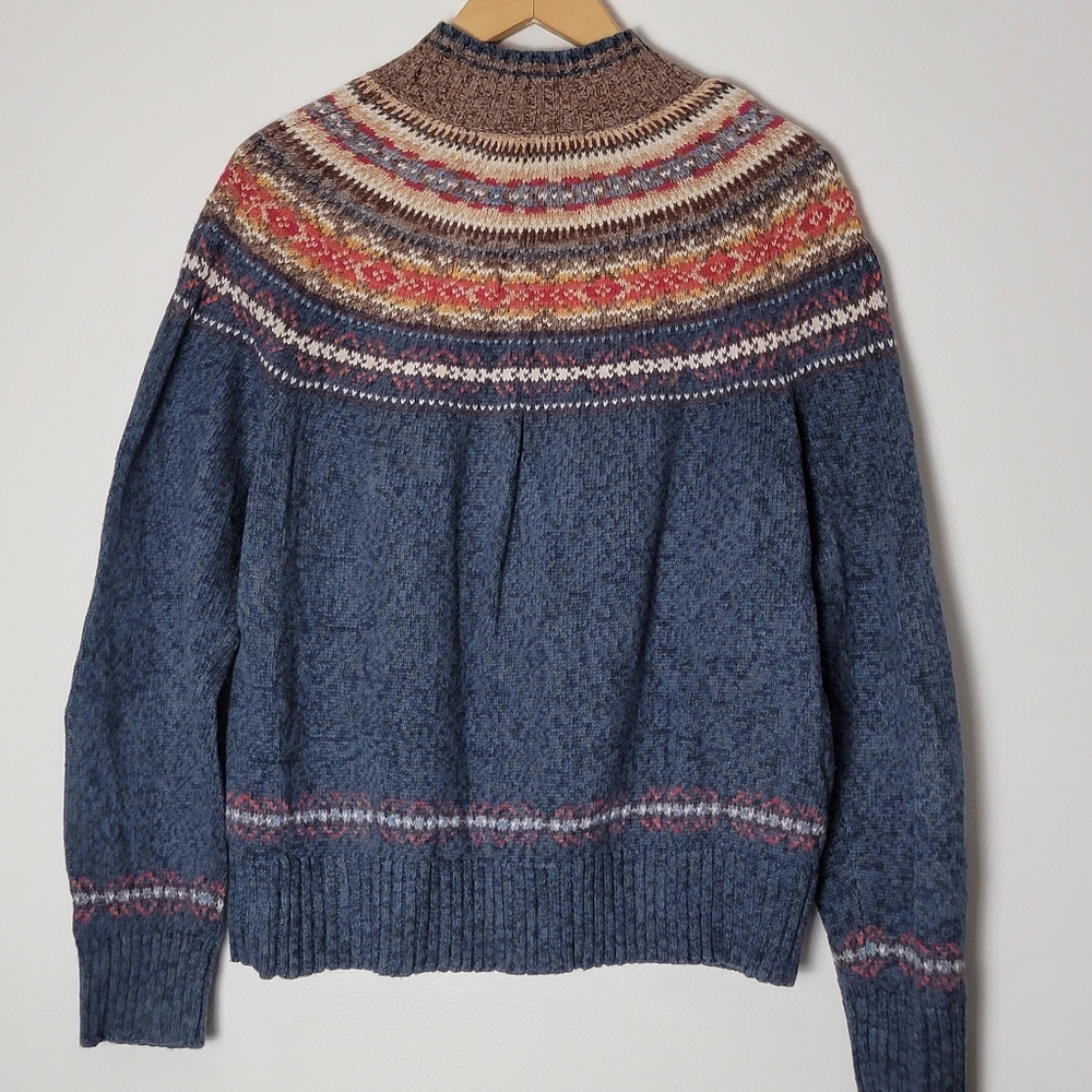 Vintage Tiara International Nordic Fair Isle Zip Front Sweater M/L Cottagecore - Picture 6 of 8
